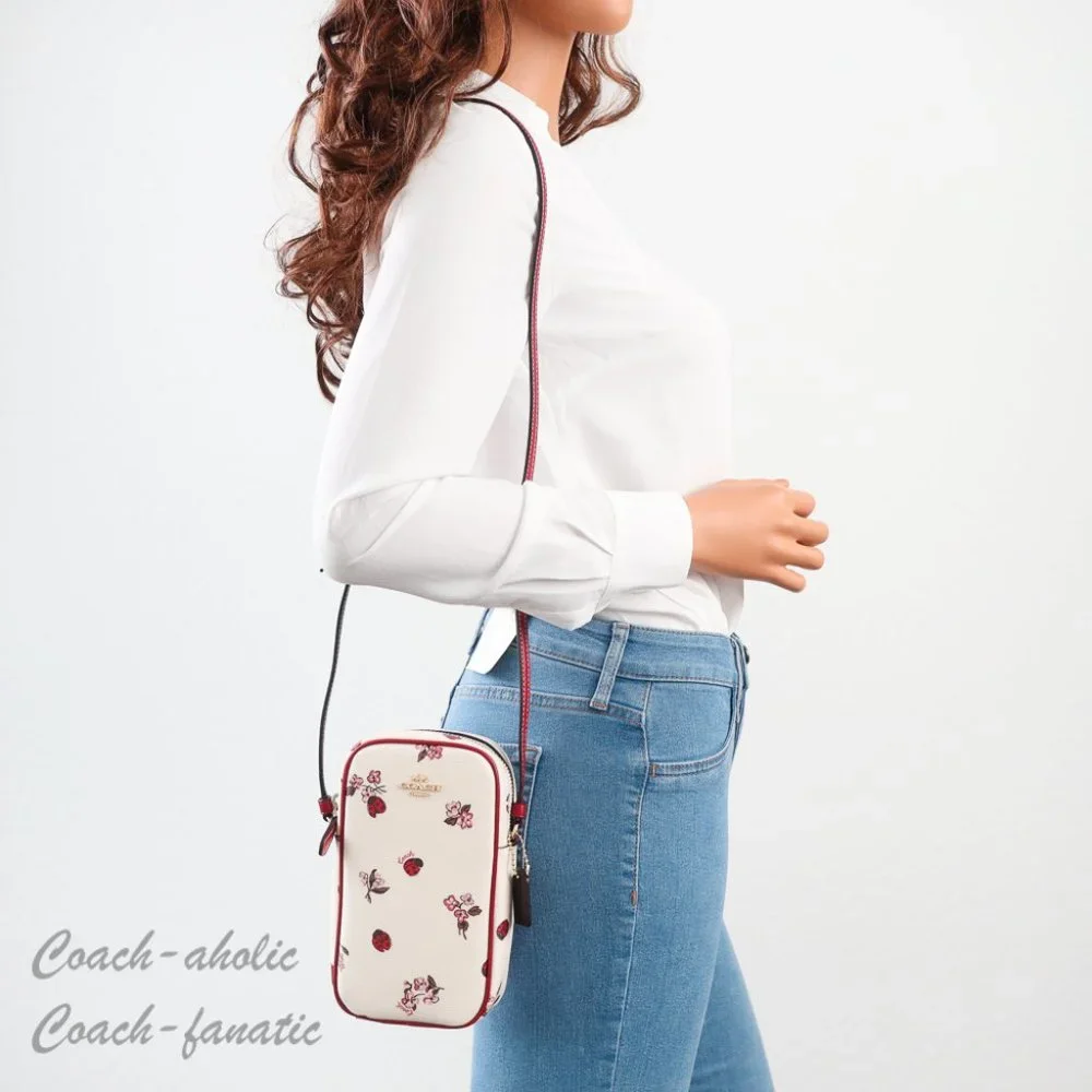 NWT Coach North South Zip Phone Crossbody With Ladybug Floral Print - Picture 3 of 12